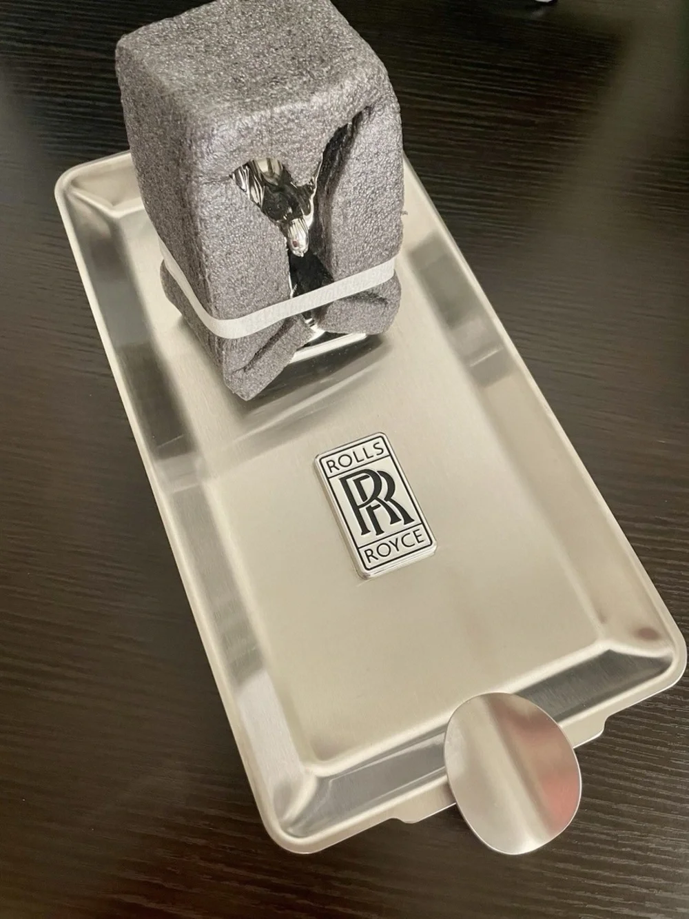 Rolls Royce Golden Ashtray with Spirit of Ecstasy